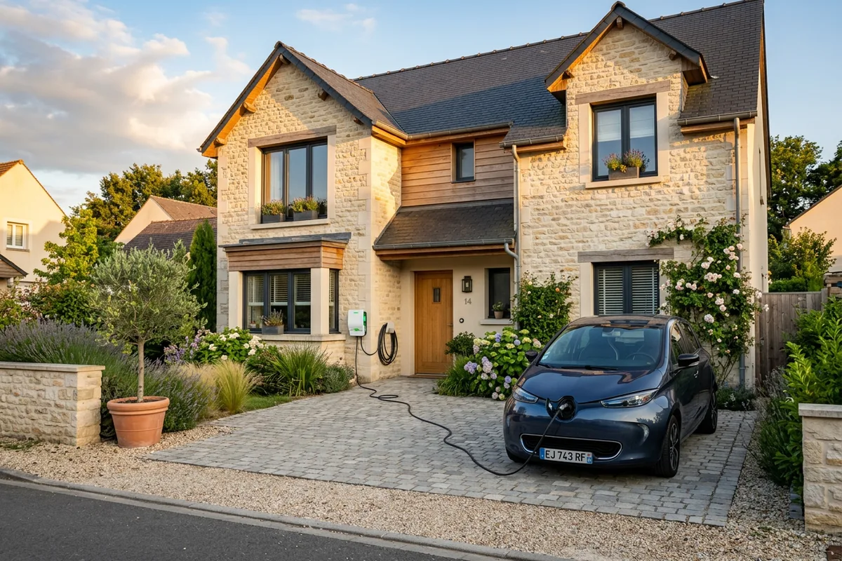 Résultat final d'une installation borne de recharge en maison à Larçay Résultat final d'une installation borne de recharge en maison à Larçay